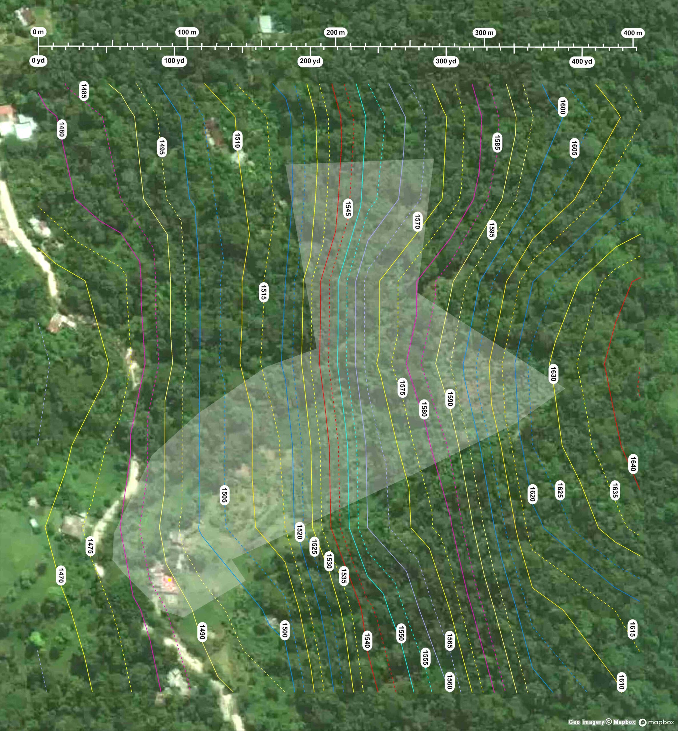 Contour map of vicinity of La Matilde